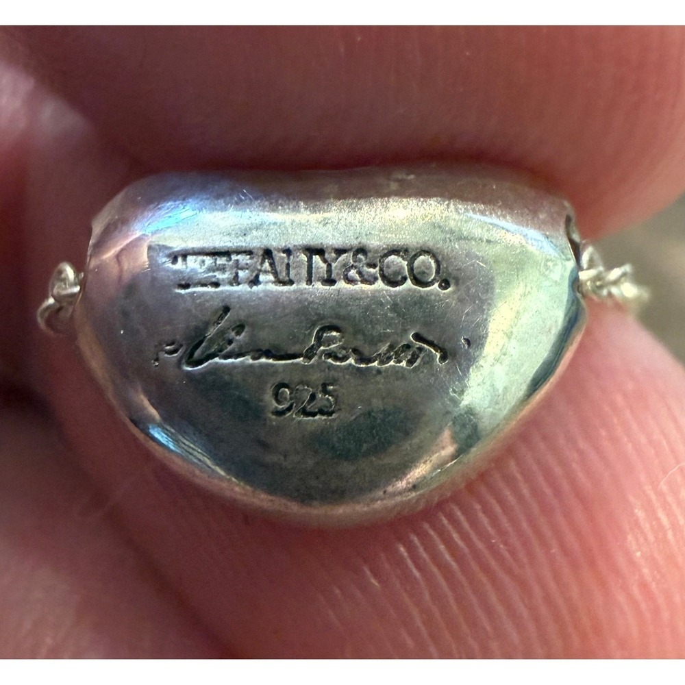 Tiffany & Co Elsa Peretti 9mm Bean Necklace Sterling Silver 925 16" Pendant